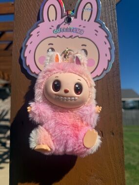 NWT Cutester Pink Plush Faux Fur Tie Dye Plush Keychain